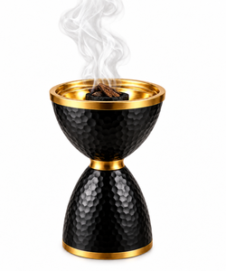 Brûleur d'encens indien de luxe écologique en métal martelé avec bordure dorée, diffuseur d'aromathérapie pour usage domestique - Product Image 1