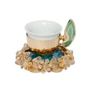 Top selling Metal Tea Coffee <b>Cup</b> and <b>Saucer</b> in Brass Gold Finished Best Quality Tabletop Serving Tea <b>Cup</b> and <b>Saucer</b> - Product Image 4