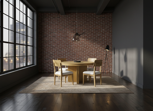 Juego de Mesa de Comedor con 4 Sillas, Mesa de Comedor Redonda de Madera Maciza Minimalista, Mesa de Comedor Redonda de Madera Natural, Madera Maciza Simple - Product Image 5