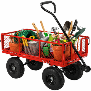 Chariot de jardin en acier robuste à capacité de 600 lb, côtés amovibles pliables, pneus pneumatiques de 10 pouces, chariot utilitaire noir ODGGAD013 - Product Image 1