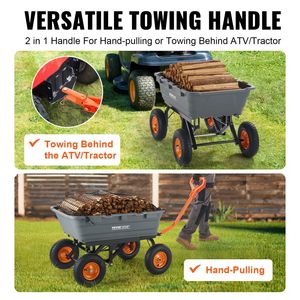 Carrello da Giardino in Polietilene Resistente con Manico a Doppia Funzione, Struttura Semplice in Acciaio, Carrello Ribaltabile Versatile e Pratico - Product Image 3