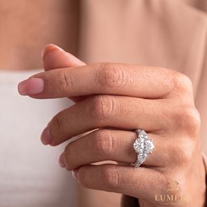 Three Stone Oval Cut Lab Grown Diamond <b>Ring</b> White Gold Plated Engagement Wedding Anniversary Party Promise <b>Ring</b> - Product Image 3