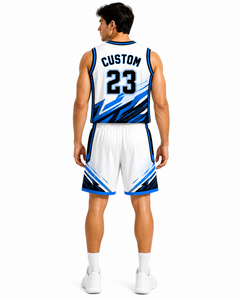 Warrior Performance Basketball Uniform Set with Dynamic <b>White</b> and Blue Design, Lightweight Fabric Ideal for Intense Training - Product Image 4