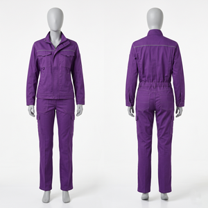 Conjunto de Uniforme de Trabajo para Mujer, 220 GSM, Sarga de Polialgodón, Camisa de Manga Corta Color Durazno, Pantalón, Logotipo Bordado Personalizado - Product Image 3