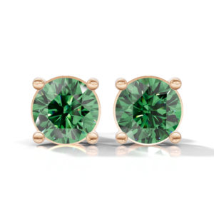 Heerani Jewels Lab Grown Round Emerald Prong <b>Set</b> 925 Sterling <b>Silver</b> Classic <b>Stud</b> Vermeil Rose Gold Unisex <b>Earrings</b> 1.9g - Product Image 4