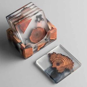 Sous-verres en bois massif faits à la main de luxe pour la décoration de table basse, cadeaux de mariage et d'entreprise - Product Image 1