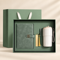 Ensemble cadeau élégant de carnet vert avec stylo, marque-page et thermos, boîte cadeau haut de gamme pour les promotions d'entreprise et la reconnaissance des employés