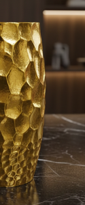 Luxury Hammered <b>Gold</b> Metal Flower Vase Elegant Handcrafted Modern Home Decor <b>Table</b> Centerpiece Single Unit Only - Product Image 5