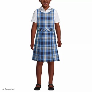 Robe d'école sans manches à carreaux pour filles, uniforme scolaire bleu, blanc, marine, tissu tissé, pour l'école primaire - Product Image 2