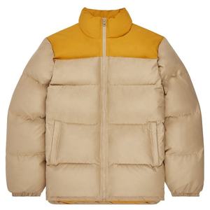 Unisex Color Blocking Fleece Puffer Jacket Mandarin Collar Windproof Casual Winter <b>Coat</b> Standard Fit 100% Polyester <b>Heated</b> Front - Product Image 2