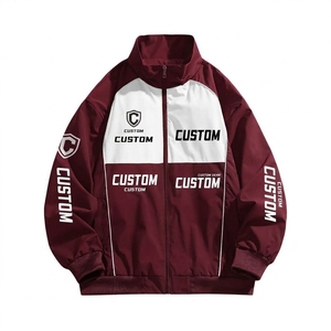 Men's Windproof Printed Varsity Stand Collar <b>Racing</b> <b>Jacket</b> Full Sleeve Zip Outerwear for Spring Autumn Motorcycle Leisure Wear - Product Image 1