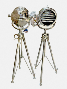 Chrome <b>Tripod</b> <b>Floor</b> <b>Lamp</b> Round Metal Lantern Home Decoration - Product Image 3