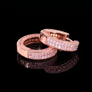 ต่างหูแบบห่วง IKYRAA JEWELS หรูหรา เงินแท้ 925 ประดับเพชรเลี้ยงในห้องปฏิบัติการ ทรงหลายแถว ฝังแบบ Pave เคลือบโรสโกลด์ รับรองโดย IGI คุณภาพเยี่ยม - Product Image 5