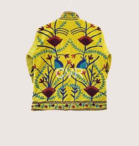 Chaqueta de Algodón con Cuello Mandarín para Mujer Talla Grande, Manga Larga, Bordado Floral a Mano, Estilo Bohemio, Ropa de Abrigo de Primavera - Product Image 1