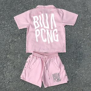 Conjunto Deportivo Cortavientos de Otoño 2025 con Logotipo Personalizado, Impresión Digital, Camisa de Manga Corta con Botones y Pantalones Cortos, Dos Piezas, Resistente al Viento, 100% - Product Image 2