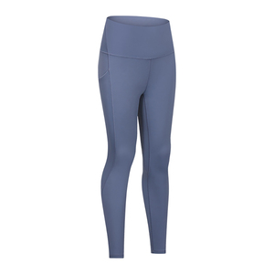 High Waist Seamless Yoga <b>Leggings</b> Full Length Solid Color <b>With</b> <b>Pockets</b> Four-Way Stretch Spandex Polyester Women's <b>Workout</b> Pants - Product Image 2