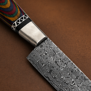 Custom Handmade Chef <b>Knife</b> Damascus Steel Wood Handle Leather Sheath 8-9.9in Blade Ambidextrous Modern Design Extra <b>Sharp</b> - Product Image 3
