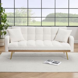 69-Inch Beige Adjustable for Teddy <b>Sofa</b> Bed for <b>Small</b> Space for Living Room and <b>Bedroom</b> - Product Image 1