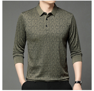 Camisa de Manga Larga para Hombre, con Logotipo Bordado en la Parte Delantera, Estampado Informal, Tejido de Punto, Secado Rápido, Cuello con Botones, Servicio OEM - Product Image 3