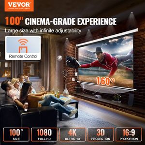 จอโปรเจคเตอร์ไฟฟ้าแบบมอเตอร์ ขนาด 100 นิ้ว อัตราส่วนภาพ 16:9 ความละเอียด 4K 1080 HD พร้อมรีโมทคอนโทรล ระบบฉายภาพอัตโนมัติ คุณภาพภาพความคมชัดสูง - Product Image 2