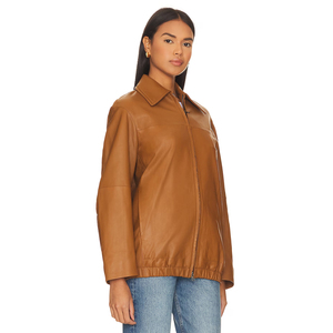 <b>Women's</b> PU Leather <b>Jacket</b> Solid Color Slim Fit Full Sleeve Stand Collar Zipper Casual Autumn Winter Fashion Outerwear - Product Image 4