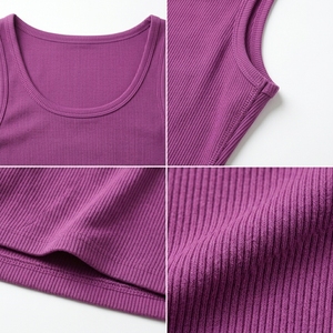 Ribbed Tank <b>Top</b> Sleeveless Scoop Neck Fitted Knit Outdoor Breathable Lightweight Comfortable Custom OEM Wholesale Manufacturer - Product Image 5