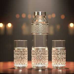 Custom <b>Vintage</b> <b>Glass</b> Water <b>Bottle</b> With Lid For Drinking Home Kitchen Office And Outdoor Use - Product Image 1
