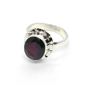 925 Sterling Silver Garnet Ring Bezel Setting Classic Style Unisex Everyday Wear Gemstone Jewelry Everyday Wear - Product Image 1