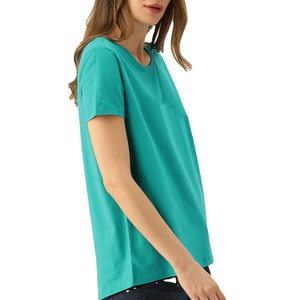 เสื้อยืดแขนสั้นผู้หญิง สีพื้น คอกลม ทรงปกติ ผ้าคอตตอนเจอร์ซีย์ ระบายอากาศได้ดี สวมใส่สบายๆ สำหรับฤดูใบไม้ผลิและฤดูร้อน - Product Image 2