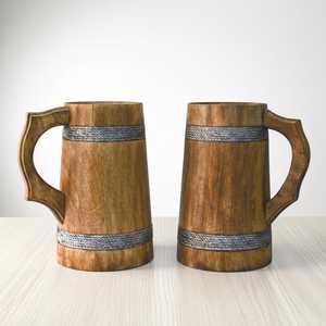 Chope à bière en bois artisanale, style Viking rustique, cadeau pour témoin de mariage, cadeau pour papa, tasse médiévale en bois - Product Image 3