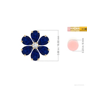High Quality IGI Certified 6*4MM 2.1Ct Blue Sapphire Gemstone Flower Cluster <b>Pendant</b> with 0.07Ct Diamond In 14K 18K <b>Solid</b> <b>Gold</b> - Product Image 5