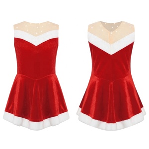 4-16 bambini ragazze flanella <span class=keywords><strong>natale</strong></span> babbo <span class=keywords><strong>natale</strong></span> girocollo senza maniche abito da ballo di danza classica ghiaccio figura di pattinaggio di figura body - Product Image 5