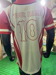 Camiseta de Béisbol Husky Blanca y Roja, Absorbente de Humedad, Sublimada, de Poliéster, Cuello en V, Deportiva, Manga Corta, para Hombre, Adulto, Corte Regular - Product Image 4