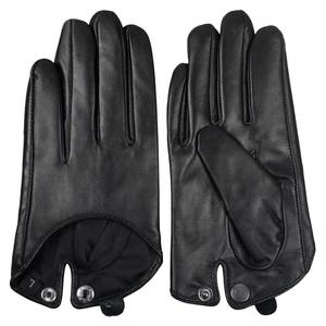 Mitaines d'hiver décontractées en cuir beige, à doigts complets, compatibles écran tactile, avec détection de pointe, paume à grain doux, poignet fendu et doublure cachemire - Product Image 5