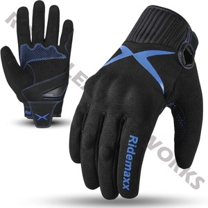 Gants de moto RIDEMAXX style vintage rétro, respirants en polyester/coton et cuir, antidérapants, décontractés, pour hommes et femmes - Product Image 5