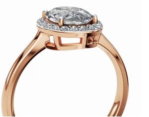 Anillo de Compromiso con Diamante Cultivado en Laboratorio, Corte Oval Halo, 0.656 Quilates de Peso Total, Oro Amarillo, Rosa o Blanco de 9KT, 14KT o 18KT, Joyería Personalizada - Product Image 3