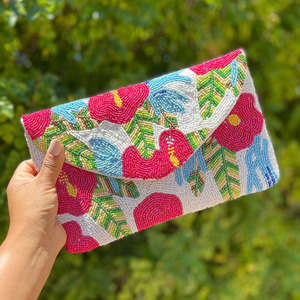 Bolso de Mano Tipo Clutch de Seda con Cierre Magnético Plegable, Hecho a Mano para Mujer, con Cuentas, Colorido, Duradero, Anti-Robo, Tamaño Personalizado, Capacidad 1L, para la Noche - Product Image 3