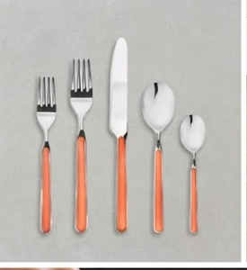 Modern Cutlery Set With Orange Color Handle Beautiful <b>Knife</b> <b>Fork</b> Spoon Set Perfect For Everyday Dining Casual Use <b>And</b> Gifting - Product Image 1
