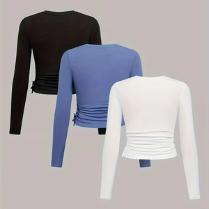 Camiseta Casual 2026 con Logotipo para Mujer, de Poliéster, Manga Larga, Cuello Redondo, Tejido Transpirable, Suave, Antiarrugas y Ecológica - Product Image 4