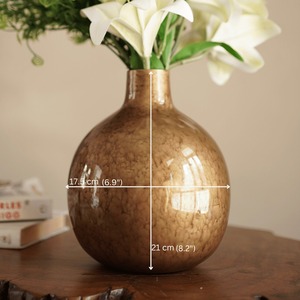 Floral Elegance Handmade Minimalist Tabletop Vase Gold Finish Ceramic Decorative <b>Bowl</b> - Product Image 6