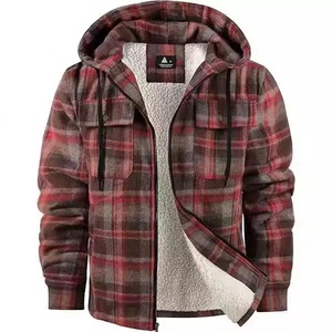 Unisex Flannel Shirt Jacket Canvas Plaid Cartoon Patchwork Full Zip Hoodie Winter Streetwear <b>Coat</b> - Product Image 5