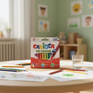 Pastelli a Cera Carioca 8 Pezzi Formato Maxi Lavabili Materiali Artistici per Bambini - Product Image 3