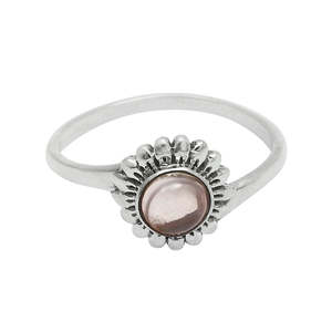 Exquisite Trendy Sunflower <b>Ring</b> Crafted From 925 Sterling Silver Fine Boho Jewelry With Brilliant Round Cut Rose <b>Quartz</b> Gemstone - Product Image 1