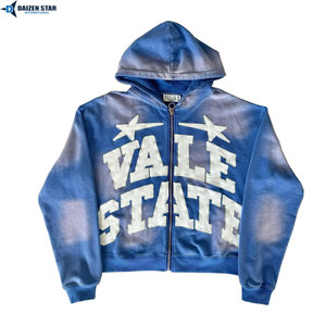 เสื้อฮู้ดซิปพิมพ์โลโก้ตามสั่ง ผู้ชาย ผ้าฝ้ายฟลีซ เสื้อกันหนาวมีฮู้ด สไตล์ลำลอง สตรีทแวร์ ขายส่ง - Product Image 3