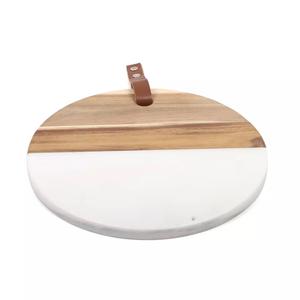 Tabla de cortar rectangular de Doble Material para servir queso y charcutería, mármol y madera de acacia, tabla de cortar de cocina - Product Image 2