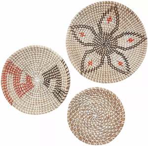 Décoration murale en jonc de mer écologique, macramé fait main, plaque suspendue en fibres naturelles tissées, taille personnalisée, moderne, multi-pièces pour la maison - Product Image 2