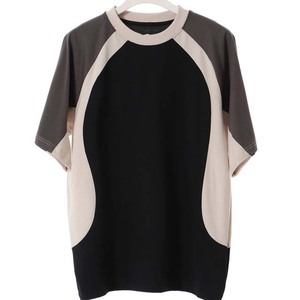 เสื้อยืดคอกลมแขนแร็กแลนตัดต่อสีสำหรับผู้ชาย ทรงปกติ ผ้าฝ้าย สีพื้น ดีไซน์บล็อกสี - Product Image 2