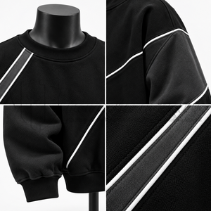 Sweat-shirt à col rond noir pour homme, coupe classique, couleur unie, tissu en molleton français, vêtement décontracté pour l'automne - Product Image 6