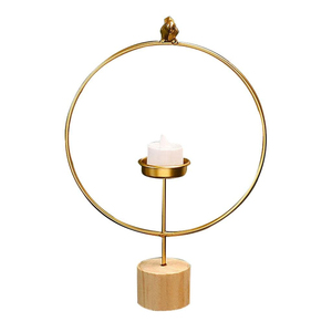 Support de bougie au design unique, finition dorée, élégant et décoratif, en fer, pour table, idéal pour la maison, les mariages et les fêtes. - Product Image 2