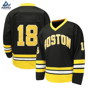 Cómodo y duradero jersey de hockey sobre hielo de la mejor tela, ligero, en colores amarillo y negro, precio de fábrica, uniforme de equipo. - Product Image 1